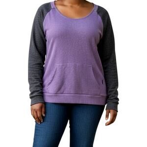 Volcom Raglan Purple Heather Terrycloth Sweatshirt Large